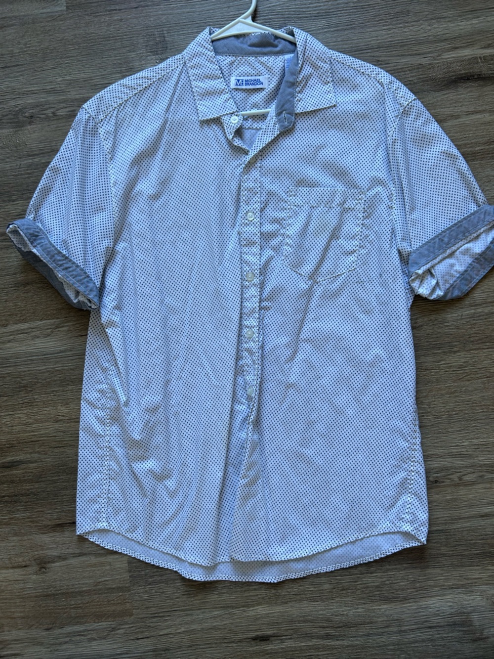 Michael Brandon Light Blue Micro Dot Short-Sleeve Button-Down Shirt